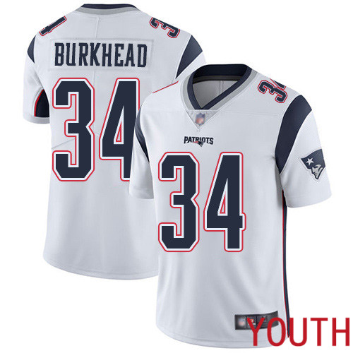 New England Patriots Football 34 Vapor Untouchable Limited White Youth Rex Burkhead Road NFL Jersey